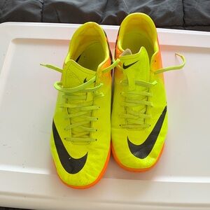 Nike Bright Yellow and Orange Soccer Cleats